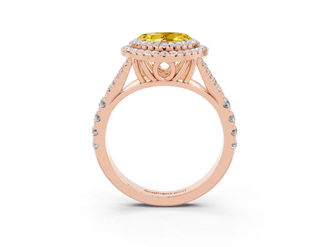 Rose gold Double Halo Heart Cut Yellow Sapphire Split Shank Engagement Ring with Four-Prong Setting_3