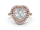 Rose gold Double Halo Heart Diamond Pave Band with Four-Prong Setting_63