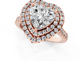 Rose gold Double Halo Heart Diamond Pave Band with Four-Prong Setting_64
