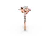 Rose gold Double Halo Heart Diamond Pave Band with Four-Prong Setting_65