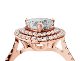 Rose gold Double Halo Heart Diamond Pave Band with Four-Prong Setting_67
