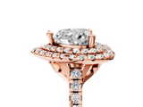 Rose gold Double Halo Heart Diamond Pave Band with Four-Prong Setting_68
