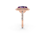 Rose gold Double Halo Marquise Cut Amethyst Pavé Band with Four-Prong Setting_2