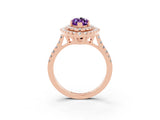 Rose gold Double Halo Marquise Cut Amethyst Pavé Band with Four-Prong Setting_3
