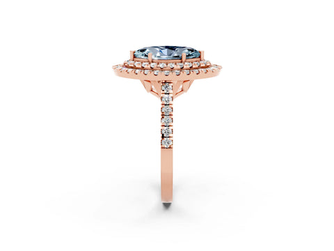 Rose gold Double Halo Marquise Cut Aquamarine Pavé Band with Four-Prong Setting_2