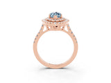 Rose gold Double Halo Marquise Cut Aquamarine Pavé Band with Four-Prong Setting_3