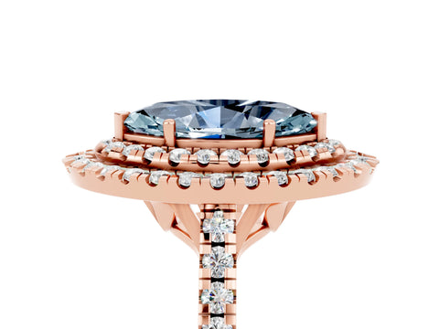 Rose gold Double Halo Marquise Cut Aquamarine Pavé Band with Four-Prong Setting_5
