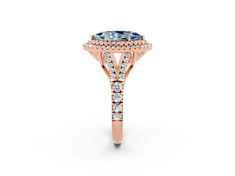 Rose gold Double Halo Marquise Cut Aquamarine Split Shank Engagement Ring with Four-Prong Setting_2