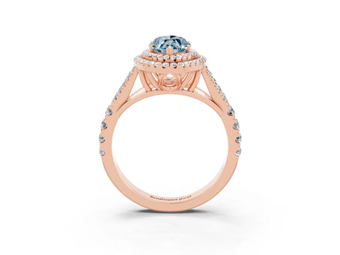 Rose gold Double Halo Marquise Cut Aquamarine Split Shank Engagement Ring with Four-Prong Setting_3