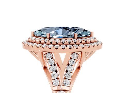 Rose gold Double Halo Marquise Cut Aquamarine Split Shank Engagement Ring with Four-Prong Setting_5