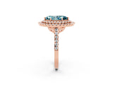 Rose gold Double Halo Marquise Cut Blue Topaz Pavé Band with Four-Prong Setting_2