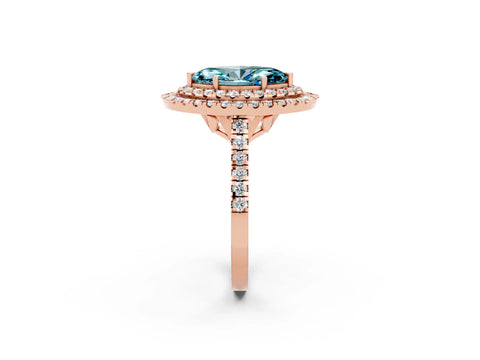 Rose gold Double Halo Marquise Cut Blue Topaz Pavé Band with Four-Prong Setting_2