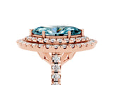 Rose gold Double Halo Marquise Cut Blue Topaz Pavé Band with Four-Prong Setting_5