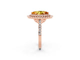 Rose gold Double Halo Marquise Cut Citrine Pavé Band with Four-Prong Setting_2