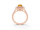 Rose gold Double Halo Marquise Cut Citrine Pavé Band with Four-Prong Setting_3