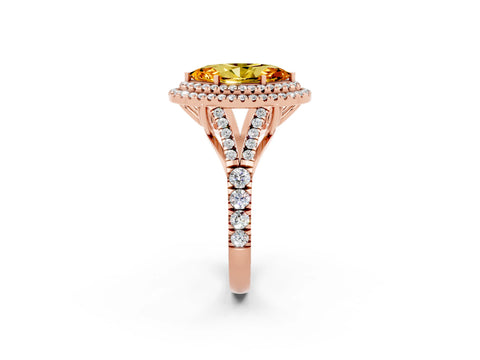 Rose gold Double Halo Marquise Cut Citrine Split Shank Engagement Ring with Four-Prong Setting_2