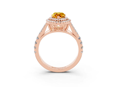 Rose gold Double Halo Marquise Cut Citrine Split Shank Engagement Ring with Four-Prong Setting_3