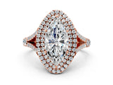 Rose gold Double Halo Marquise Cut Diamond Split Shank Engagement Ring with Four-Prong Setting_3