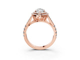 Rose gold Double Halo Marquise Cut Diamond Split Shank Engagement Ring with Four-Prong Setting_6