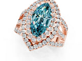 Rose gold Double Halo Marquise Cut Diamond Split Shank Pave Set Ring_1