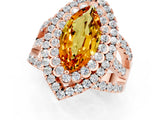 Rose gold Double Halo Marquise Cut Diamond Split Shank Pave Set Ring_1
