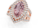 Rose gold Double Halo Marquise Cut Diamond Split Shank Pave Set Ring_1