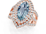 Rose gold Double Halo Marquise Cut Diamond Split Shank Pave Set Ring_1
