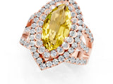 Rose gold Double Halo Marquise Cut Diamond Split Shank Pave Set Ring_1