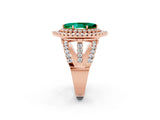 Rose gold Double Halo Marquise Cut Diamond Split Shank Pave Set Ring_2