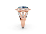 Rose gold Double Halo Marquise Cut Diamond Split Shank Pave Set Ring_2