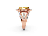 Rose gold Double Halo Marquise Cut Diamond Split Shank Pave Set Ring_2