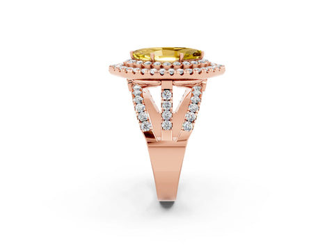 Rose gold Double Halo Marquise Cut Diamond Split Shank Pave Set Ring_2