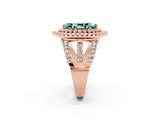Rose gold Double Halo Marquise Cut Diamond Split Shank Pave Set Ring_2