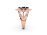 Rose gold Double Halo Marquise Cut Diamond Split Shank Pave Set Ring_2