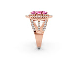 Rose gold Double Halo Marquise Cut Diamond Split Shank Pave Set Ring_2