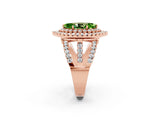 Rose gold Double Halo Marquise Cut Diamond Split Shank Pave Set Ring_2