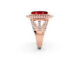 Rose gold Double Halo Marquise Cut Diamond Split Shank Pave Set Ring_2