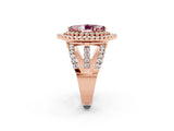 Rose gold Double Halo Marquise Cut Diamond Split Shank Pave Set Ring_2