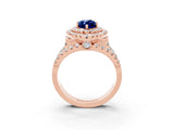 Rose gold Double Halo Marquise Cut Diamond Split Shank Pave Set Ring_3
