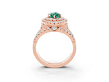 Rose gold Double Halo Marquise Cut Diamond Split Shank Pave Set Ring_3