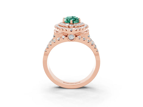 Rose gold Double Halo Marquise Cut Diamond Split Shank Pave Set Ring_3
