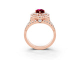 Rose gold Double Halo Marquise Cut Diamond Split Shank Pave Set Ring_3