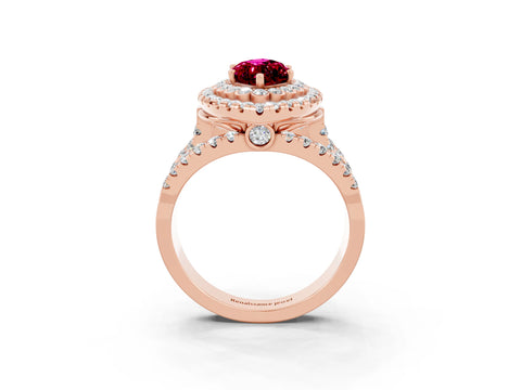 Rose gold Double Halo Marquise Cut Diamond Split Shank Pave Set Ring_3