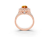 Rose gold Double Halo Marquise Cut Diamond Split Shank Pave Set Ring_3