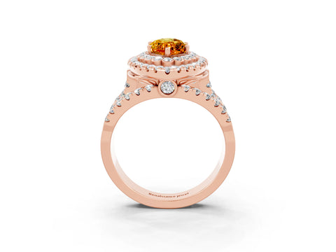 Rose gold Double Halo Marquise Cut Diamond Split Shank Pave Set Ring_3