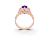 Rose gold Double Halo Marquise Cut Diamond Split Shank Pave Set Ring_3