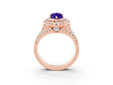 Rose gold Double Halo Marquise Cut Diamond Split Shank Pave Set Ring_3