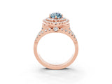 Rose gold Double Halo Marquise Cut Diamond Split Shank Pave Set Ring_3