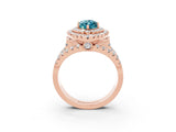 Rose gold Double Halo Marquise Cut Diamond Split Shank Pave Set Ring_3