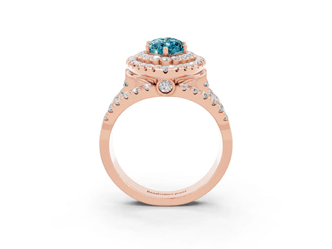 Rose gold Double Halo Marquise Cut Diamond Split Shank Pave Set Ring_3